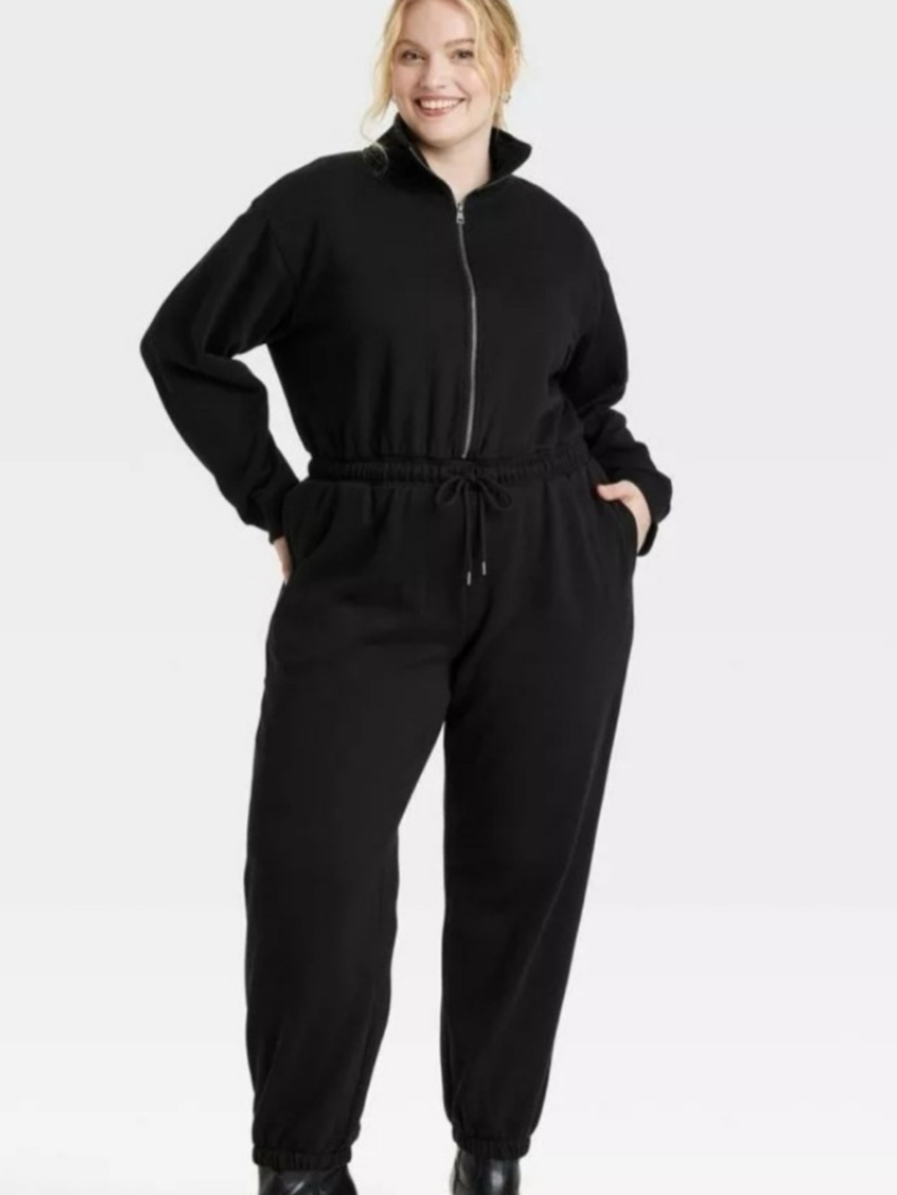 Universal Thread Fleece / Sweatshirt Jumpsuit / Onesie Black XL